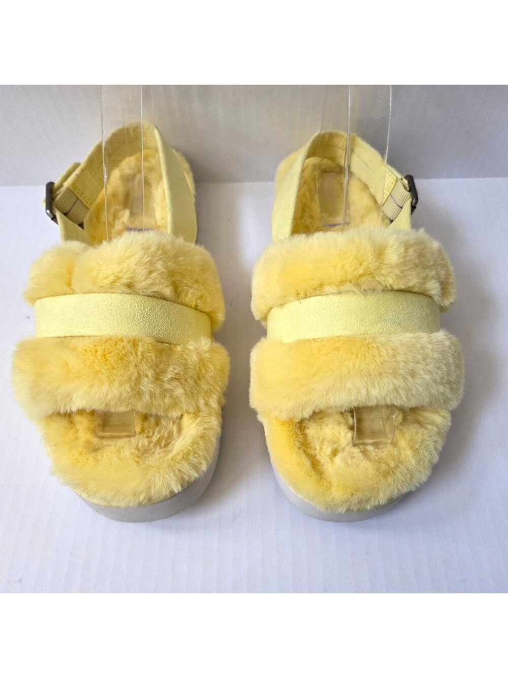 Koolaburra by Ugg Sandals Womens 9 Yellow Fuzzd Out Slides Slingback Slippers